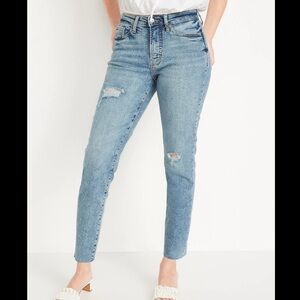Old Navy High-Waisted OG Straight Ripped Cut-Off Ankle Jeans